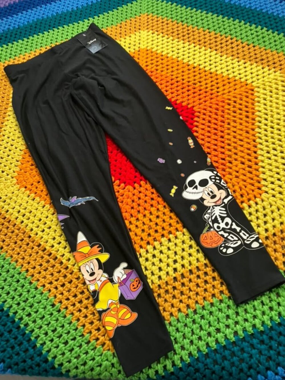 NWT Hot Topic x Disney Mickey Minnie Mouse Halloween Black Legging Pants S